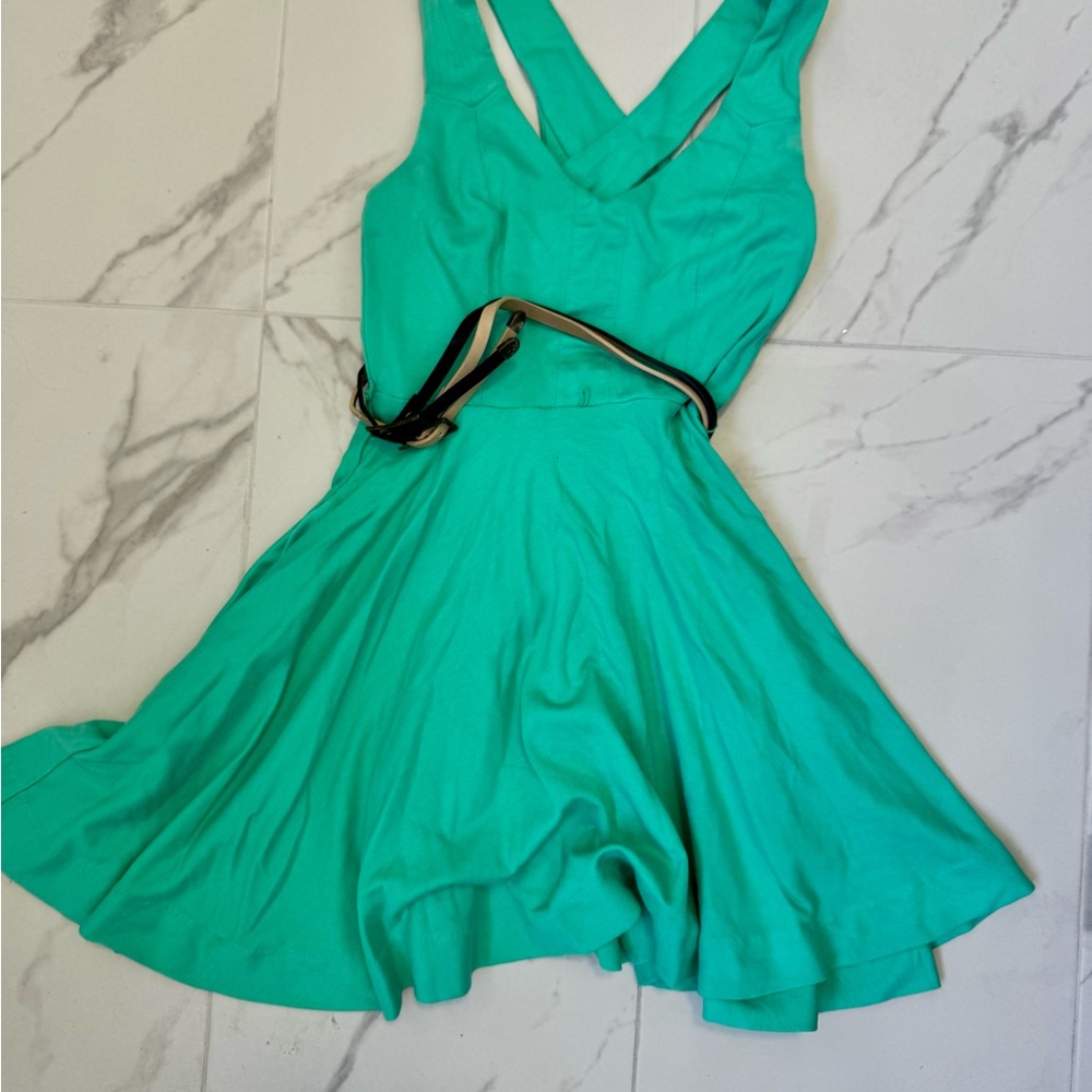XOXO Green Halter Fit and Flare Cocktail Dress